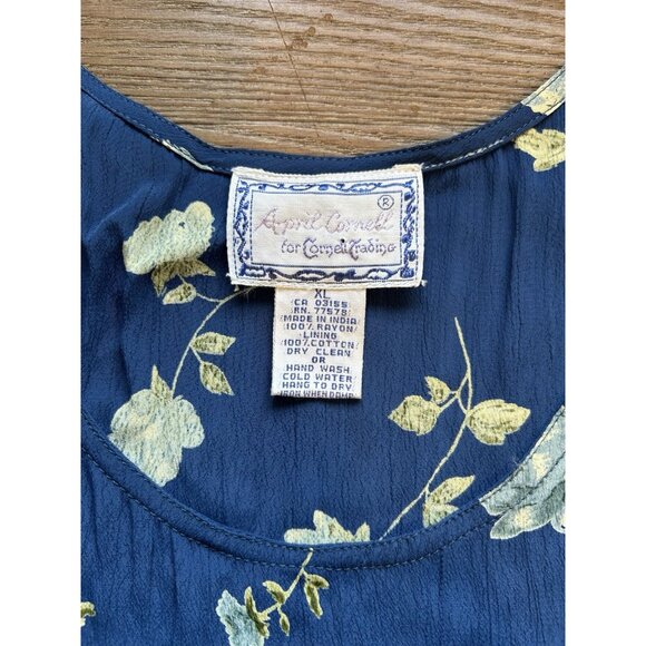 Vintage 90s April Cronell Floral Sleeveless Flowy Sun Dress Cottagecor - Picture 4 of 8